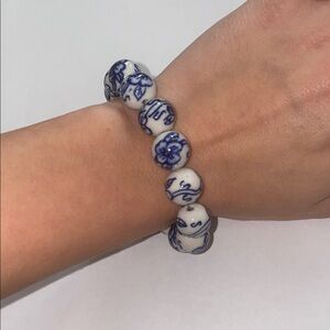 Elegant Blue and White Beaded Bracelet